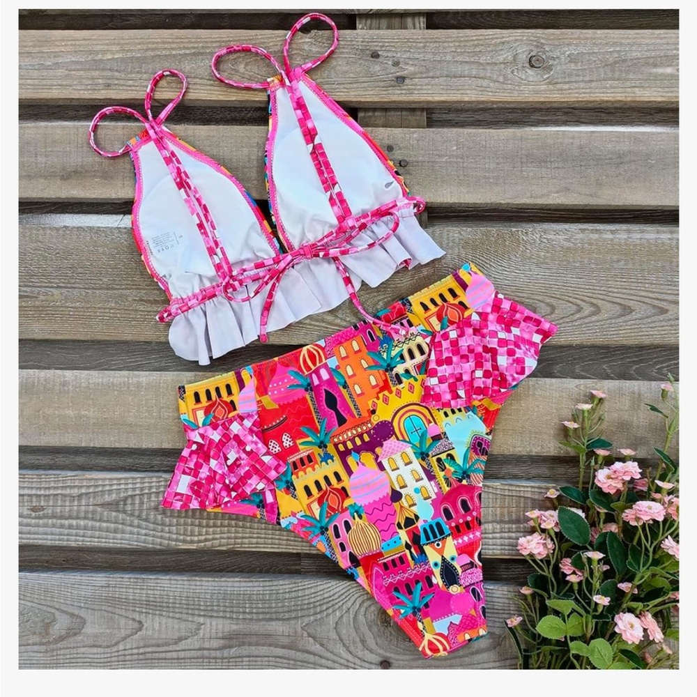 Amazon Sporlike High-Waisted Pink Bikini in Castle, NWOT - Picture 4 of 8